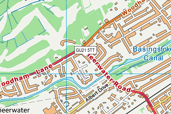 GU21 5TT map - OS VectorMap District (Ordnance Survey)