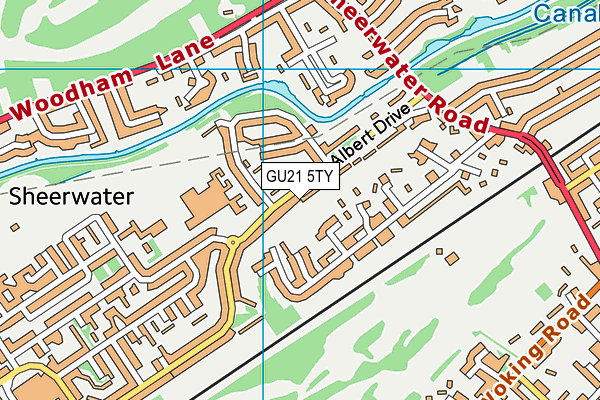 GU21 5TY map - OS VectorMap District (Ordnance Survey)