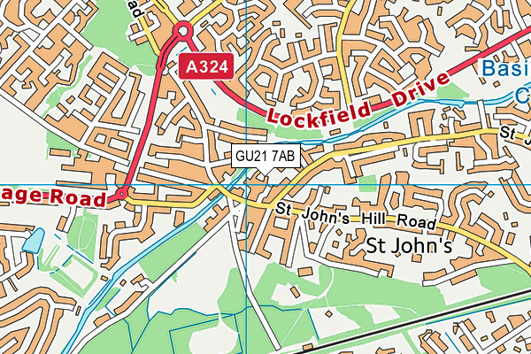 GU21 7AB map - OS VectorMap District (Ordnance Survey)