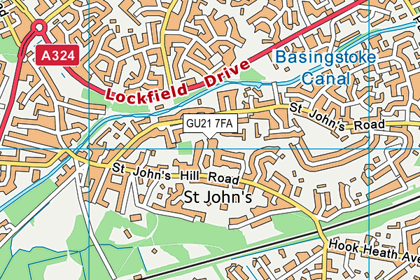 GU21 7FA map - OS VectorMap District (Ordnance Survey)