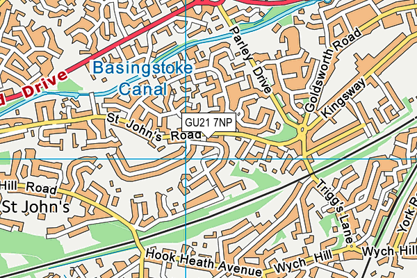GU21 7NP map - OS VectorMap District (Ordnance Survey)