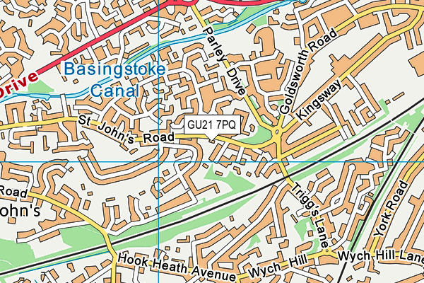 GU21 7PQ map - OS VectorMap District (Ordnance Survey)