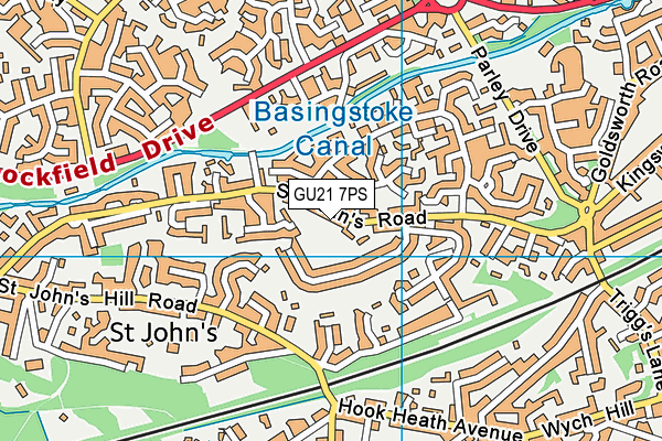 GU21 7PS map - OS VectorMap District (Ordnance Survey)