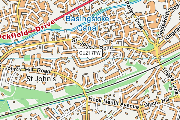 GU21 7PW map - OS VectorMap District (Ordnance Survey)