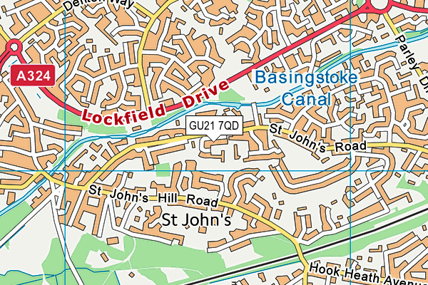 GU21 7QD map - OS VectorMap District (Ordnance Survey)