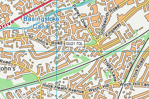 GU21 7QL map - OS VectorMap District (Ordnance Survey)