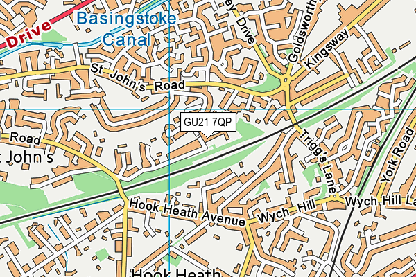 GU21 7QP map - OS VectorMap District (Ordnance Survey)