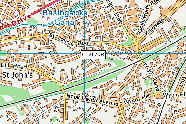 GU21 7QR map - OS VectorMap District (Ordnance Survey)