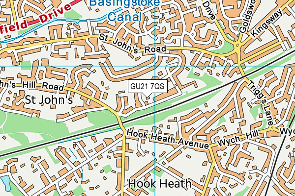 GU21 7QS map - OS VectorMap District (Ordnance Survey)