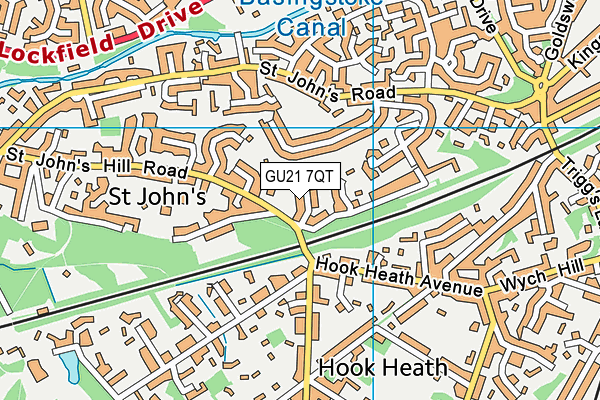 GU21 7QT map - OS VectorMap District (Ordnance Survey)