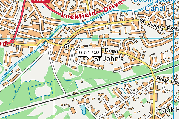 GU21 7QX map - OS VectorMap District (Ordnance Survey)