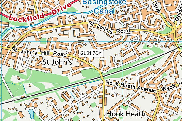 GU21 7QY map - OS VectorMap District (Ordnance Survey)