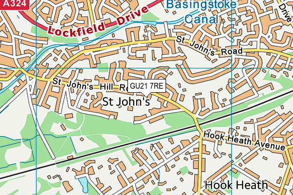 GU21 7RE map - OS VectorMap District (Ordnance Survey)