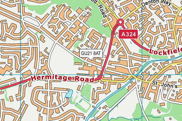 GU21 8AT map - OS VectorMap District (Ordnance Survey)