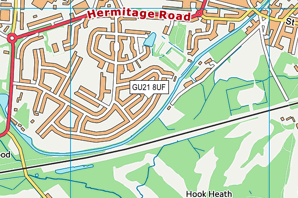 GU21 8UF map - OS VectorMap District (Ordnance Survey)