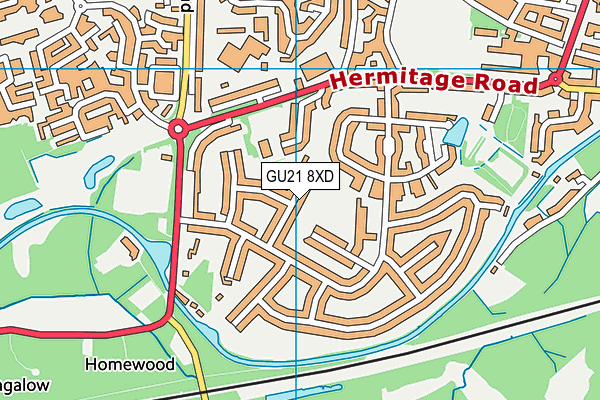 GU21 8XD map - OS VectorMap District (Ordnance Survey)