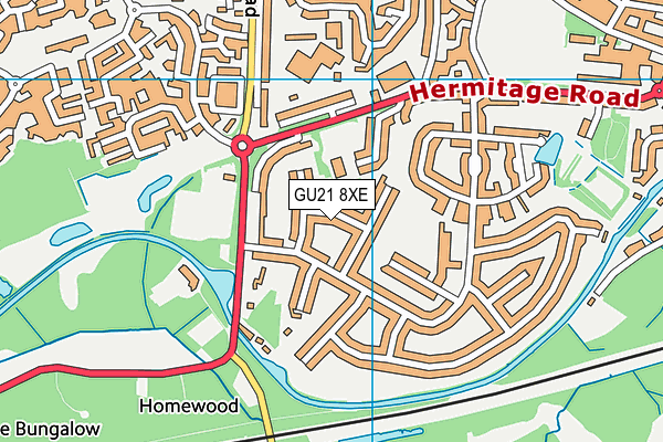 GU21 8XE map - OS VectorMap District (Ordnance Survey)