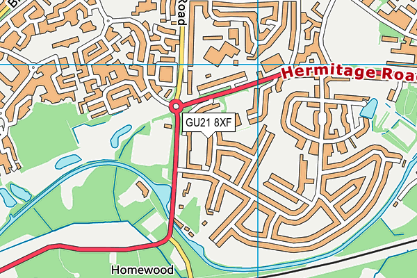 GU21 8XF map - OS VectorMap District (Ordnance Survey)