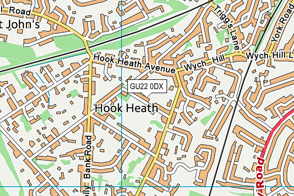 Woking Lawn Tennis And Croquet Club map (GU22 0DX) - OS VectorMap District (Ordnance Survey)