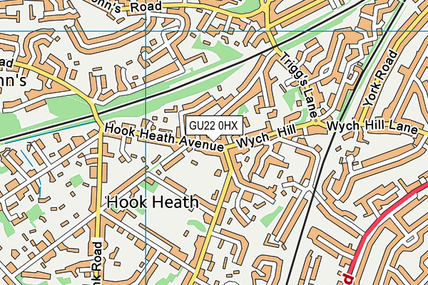 GU22 0HX map - OS VectorMap District (Ordnance Survey)