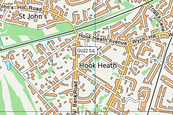 GU22 0JL map - OS VectorMap District (Ordnance Survey)