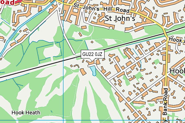 GU22 0JZ map - OS VectorMap District (Ordnance Survey)