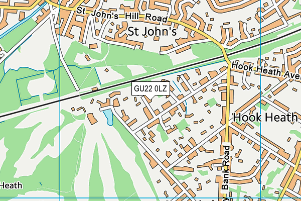 GU22 0LZ map - OS VectorMap District (Ordnance Survey)