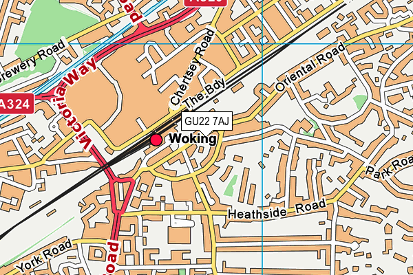 GU22 7AJ map - OS VectorMap District (Ordnance Survey)