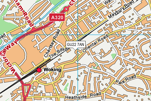 GU22 7AN map - OS VectorMap District (Ordnance Survey)