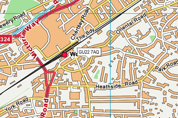 GU22 7AQ map - OS VectorMap District (Ordnance Survey)