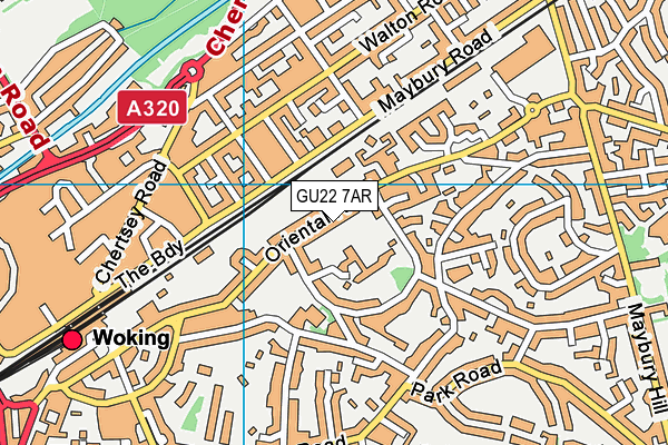 GU22 7AR map - OS VectorMap District (Ordnance Survey)