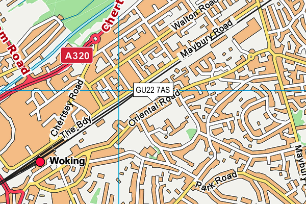 GU22 7AS map - OS VectorMap District (Ordnance Survey)