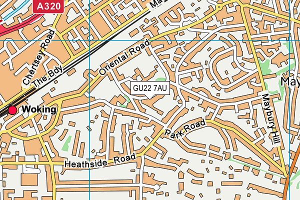 GU22 7AU map - OS VectorMap District (Ordnance Survey)