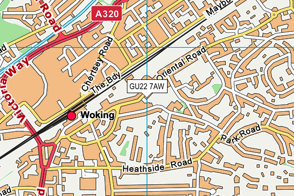 GU22 7AW map - OS VectorMap District (Ordnance Survey)