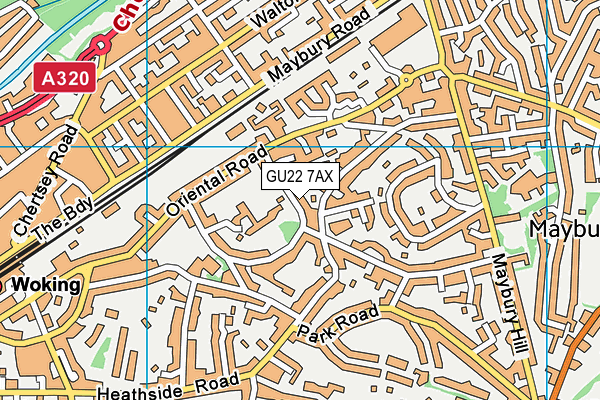 St Dunstan's Catholic Primary School, Woking map (GU22 7AX) - OS VectorMap District (Ordnance Survey)