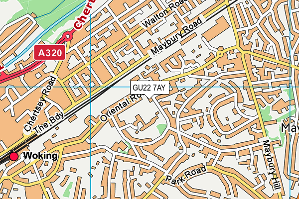 GU22 7AY map - OS VectorMap District (Ordnance Survey)