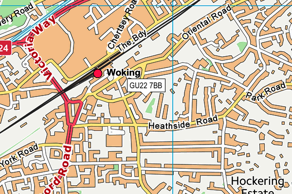 GU22 7BB map - OS VectorMap District (Ordnance Survey)