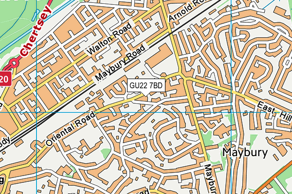 GU22 7BD map - OS VectorMap District (Ordnance Survey)