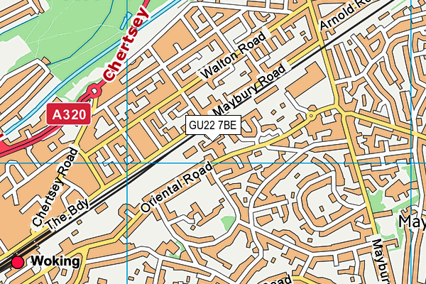 Woking Homes map (GU22 7BE) - OS VectorMap District (Ordnance Survey)