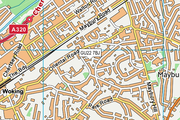 GU22 7BJ map - OS VectorMap District (Ordnance Survey)
