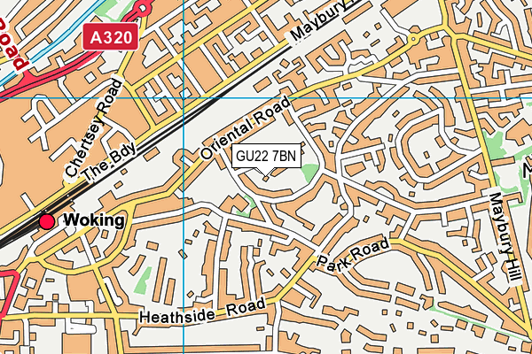 GU22 7BN map - OS VectorMap District (Ordnance Survey)