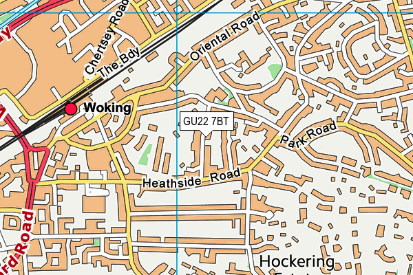 GU22 7BT map - OS VectorMap District (Ordnance Survey)