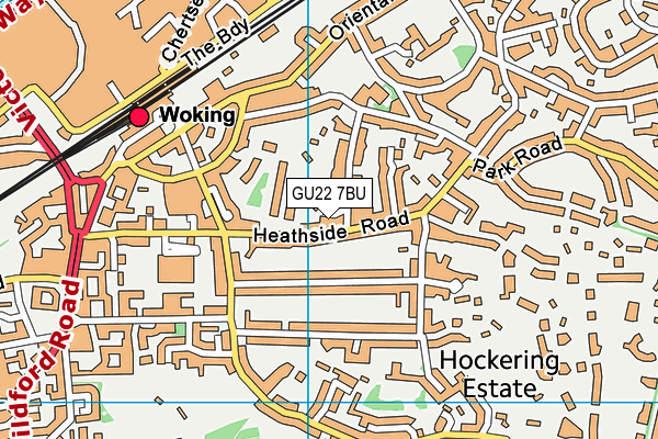 GU22 7BU map - OS VectorMap District (Ordnance Survey)