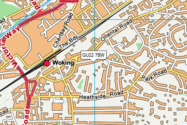 GU22 7BW map - OS VectorMap District (Ordnance Survey)