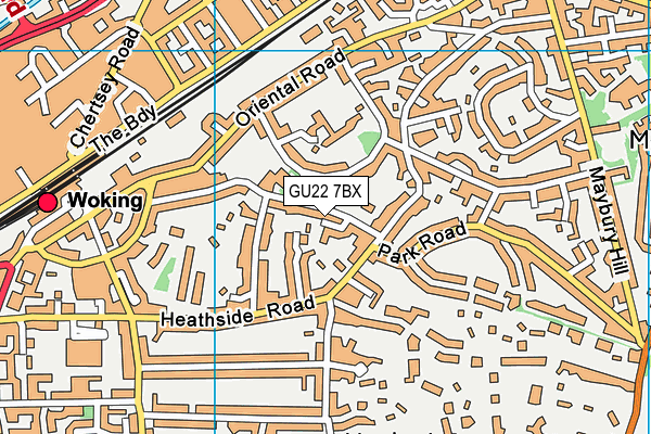 GU22 7BX map - OS VectorMap District (Ordnance Survey)