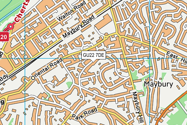 GU22 7DE map - OS VectorMap District (Ordnance Survey)