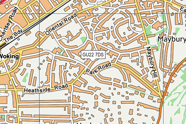 GU22 7DS map - OS VectorMap District (Ordnance Survey)