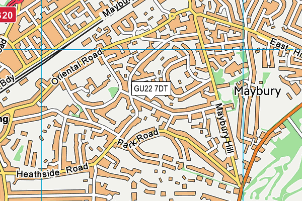 GU22 7DT map - OS VectorMap District (Ordnance Survey)