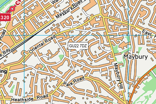 GU22 7DZ map - OS VectorMap District (Ordnance Survey)