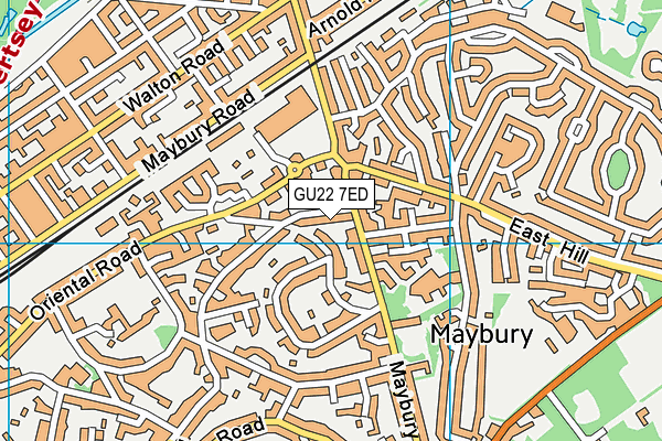 GU22 7ED map - OS VectorMap District (Ordnance Survey)